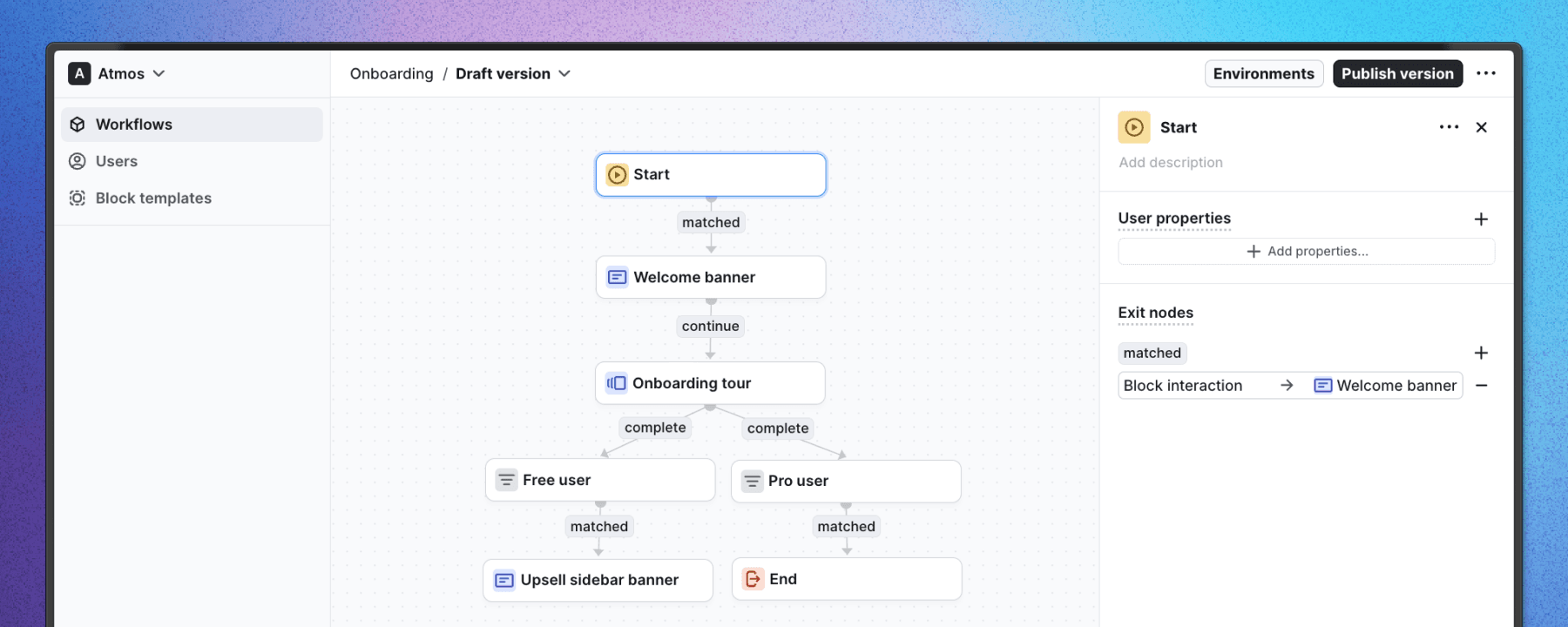 Screenshot of Flows workflow editor