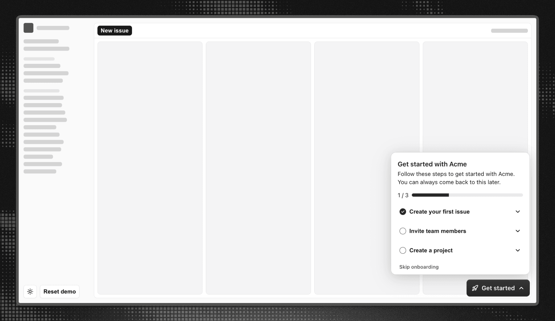 An example of a floating onboarding checklist in an Angular application