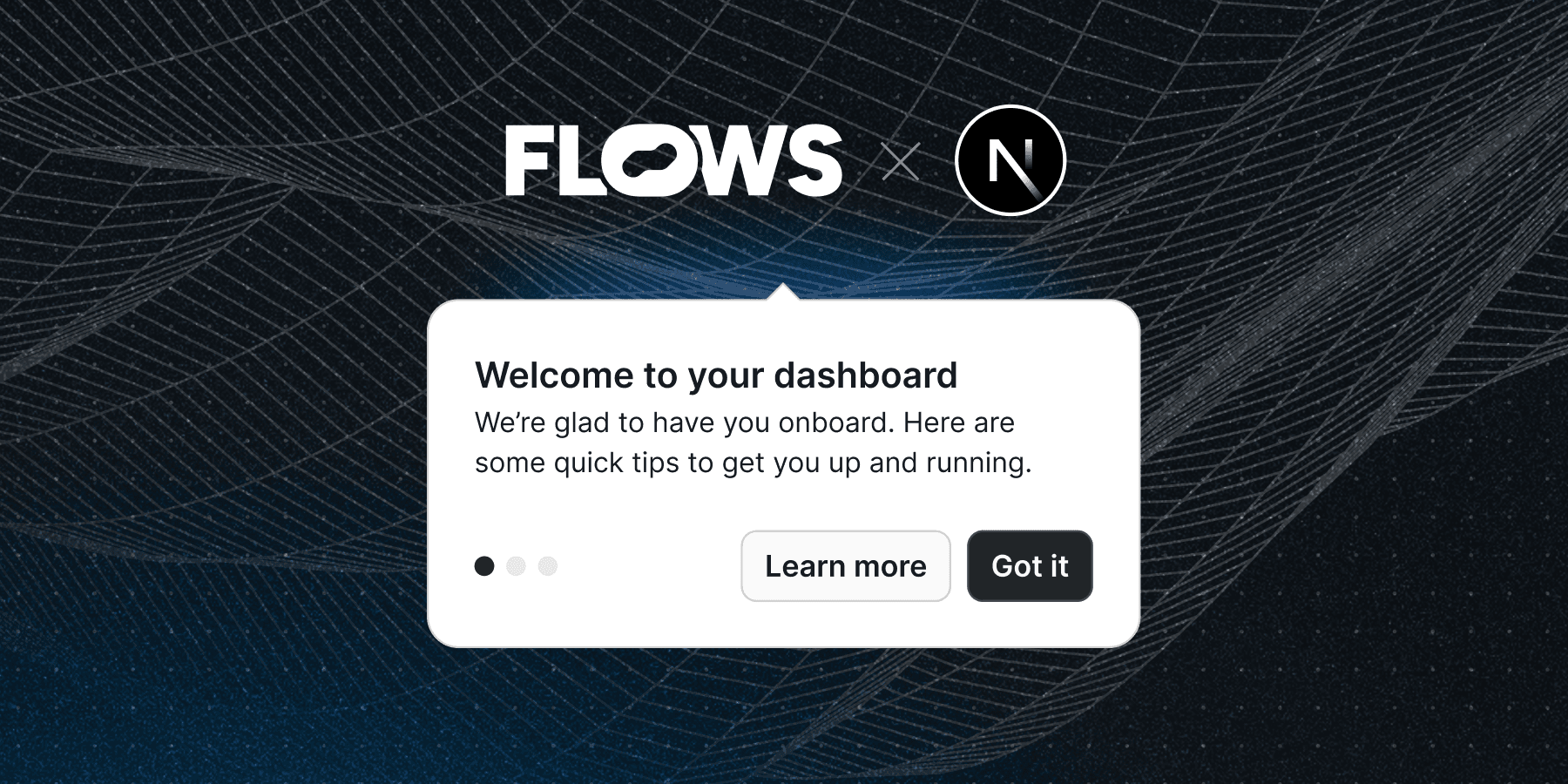Tooltip example for a product tour in a Next.js application