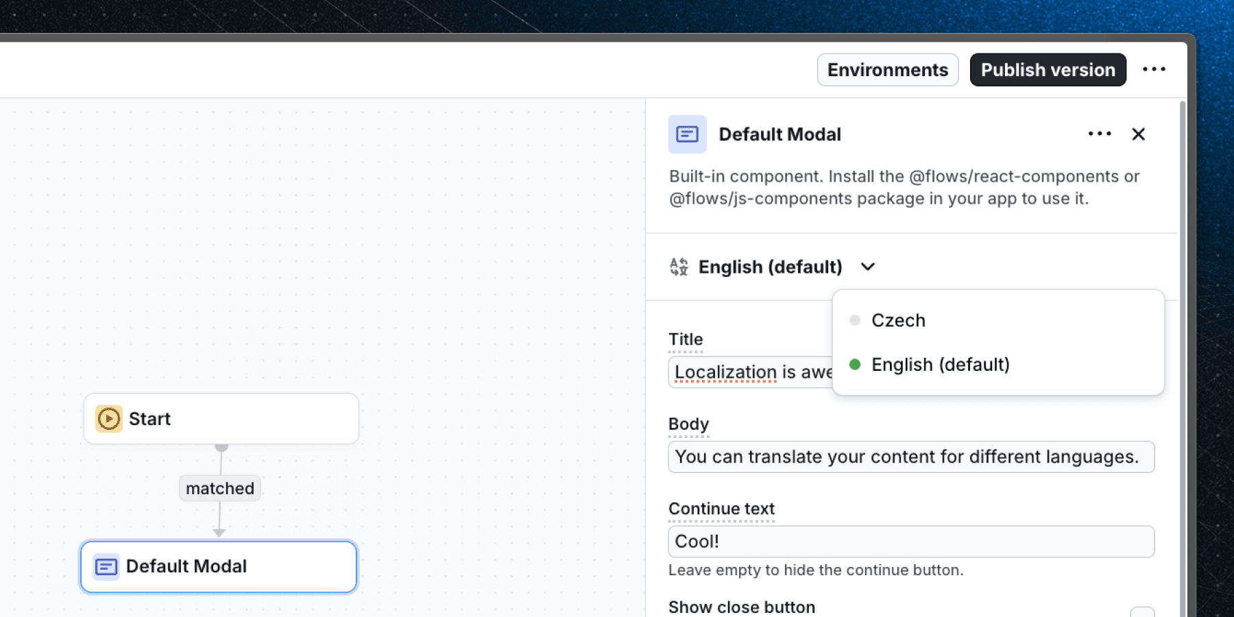 Localization language switch UI