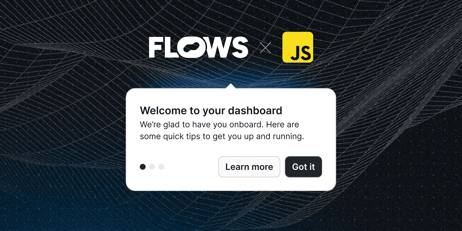 Tooltip example for a product tour in a JavaScript application