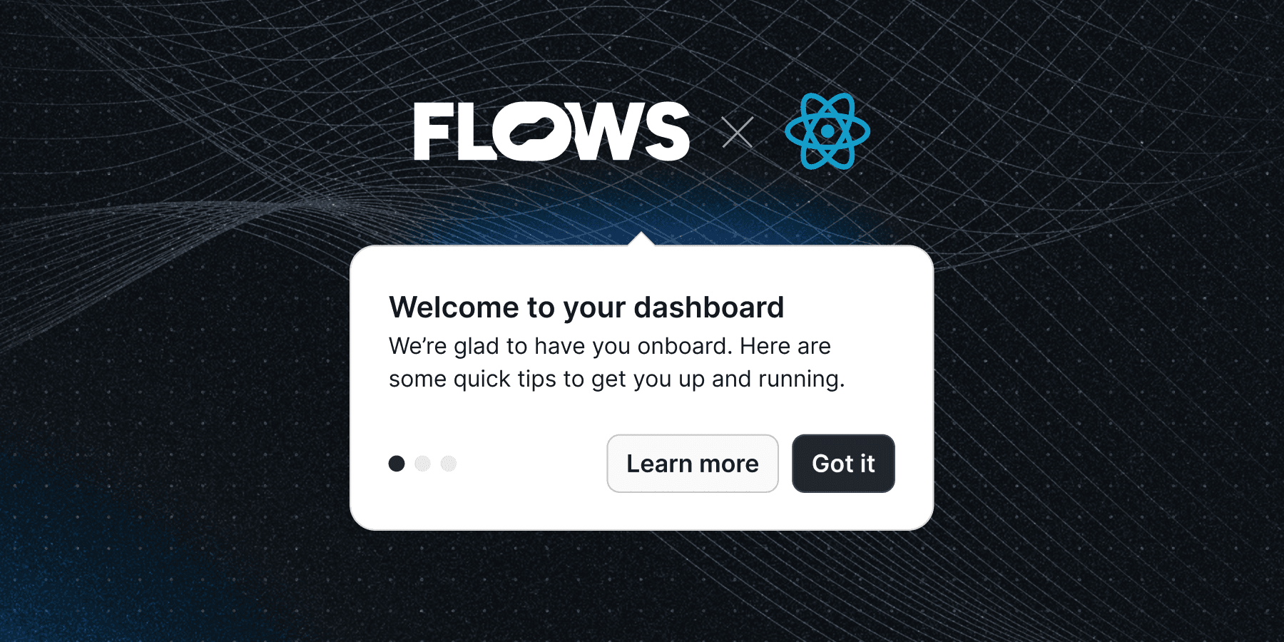 Tooltip example for a product tour in a React application