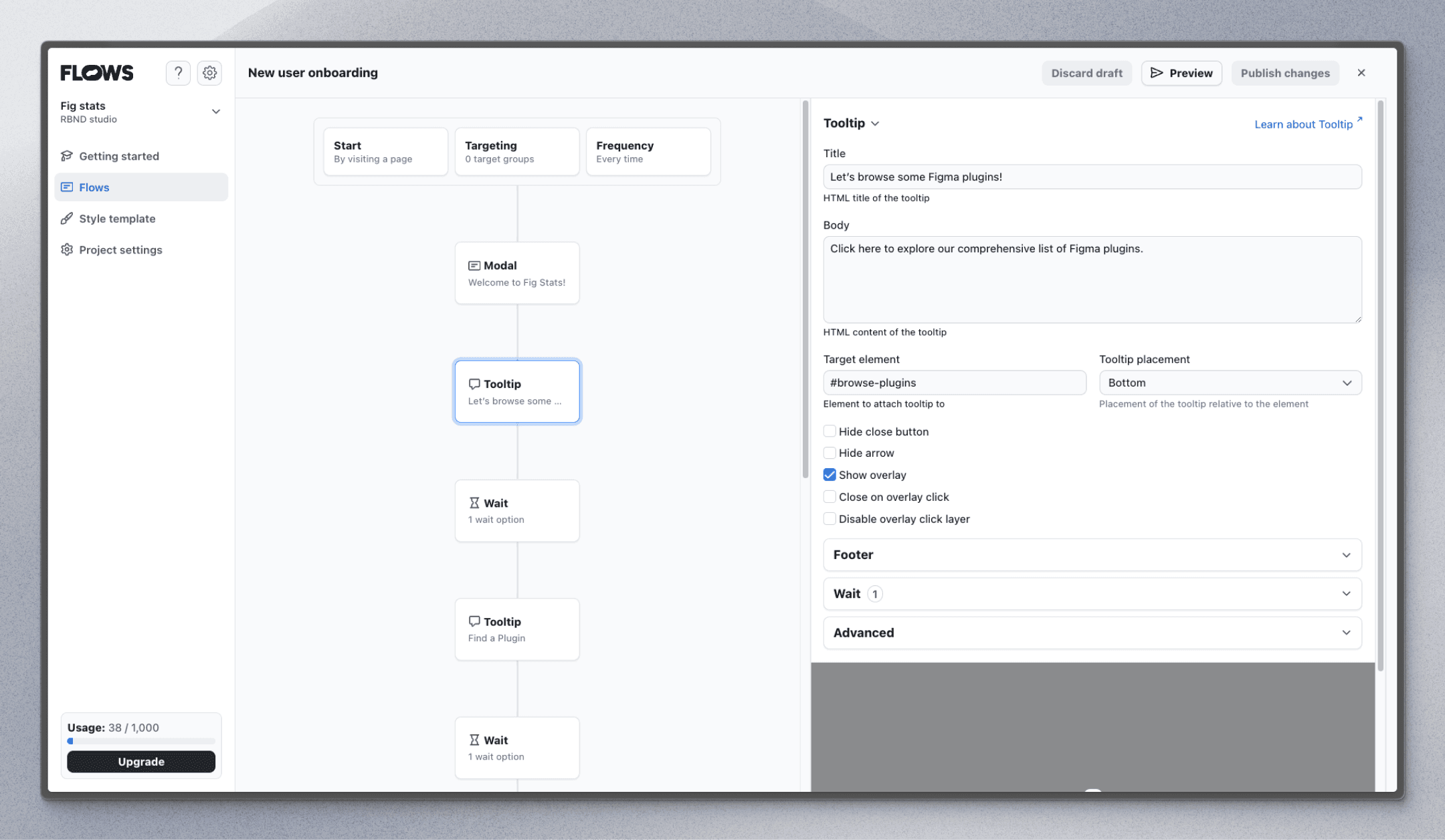 Flows steps editor