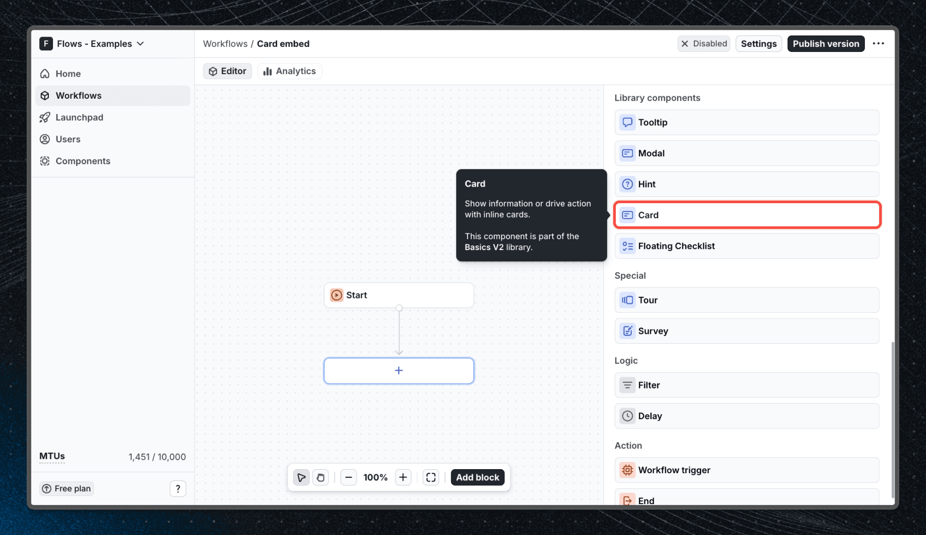 Add card block