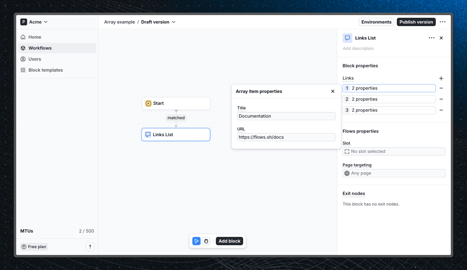 Array workflow