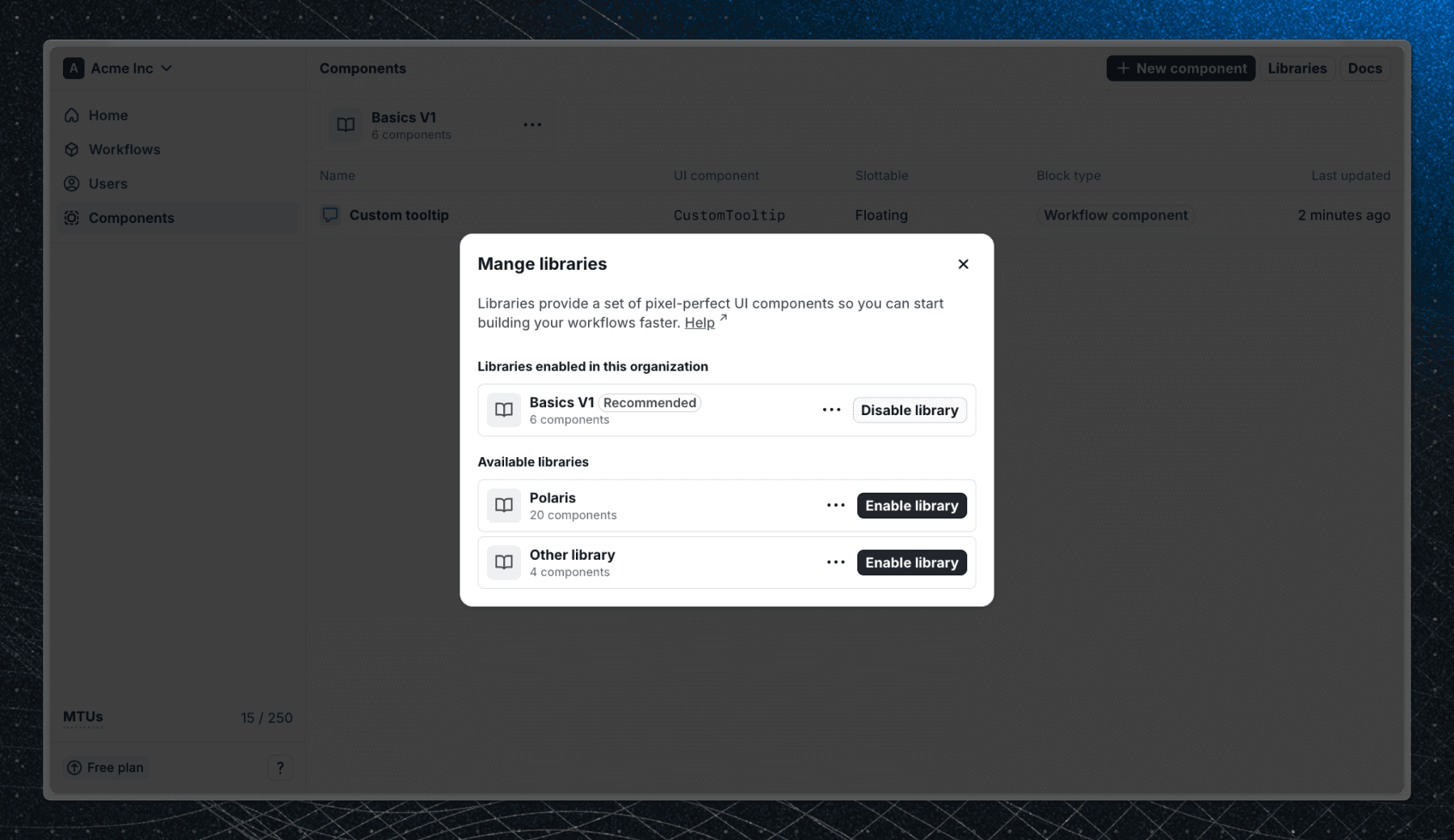 Manage component libraries